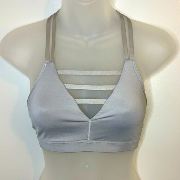 Victoria's Secret Other - Victoria's Secret VSX Sport Silver Gray Plunge Cage Front Sports Bra Size XS